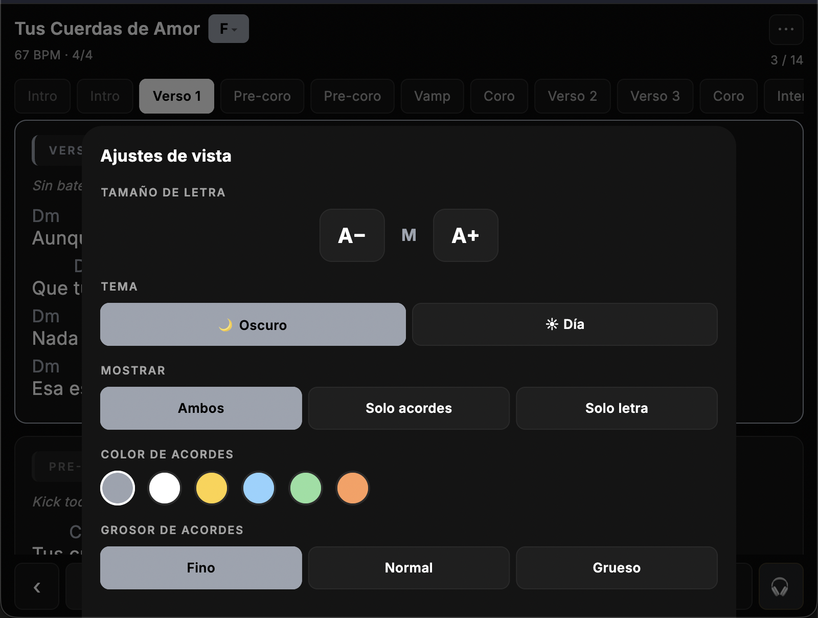 Ajustes de vista en NeuralCharts